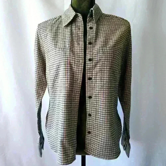 Banana Republic Tops - 😍 NWT 😍 Banana Republic Womens Cotton Flannel Shirt, Black/Tan/Cream, Size S
